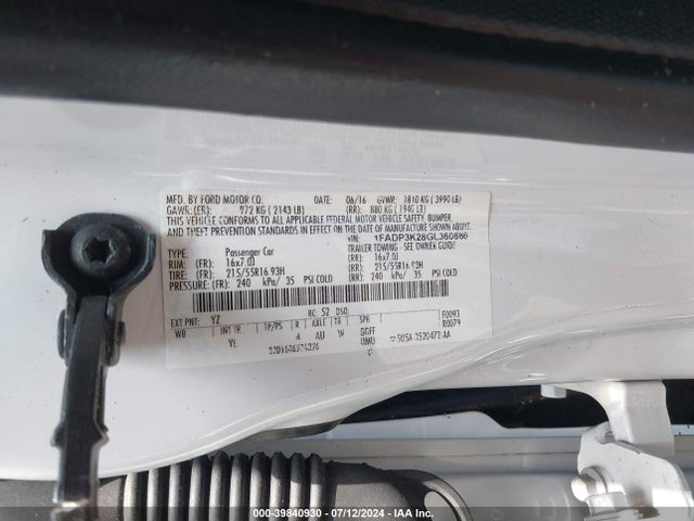 Ford FOCUS SE 2016 1FADP3K28GL360886 Image 9