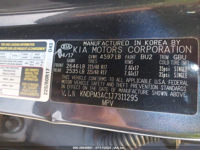 KIA Sportage Lx 2018 KNDPM3AC1J7311295 Image 9