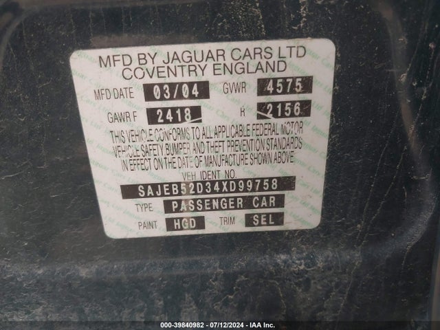 2004 JAGUAR X-TYPE SAJEB52D34XD99758 Photo 8