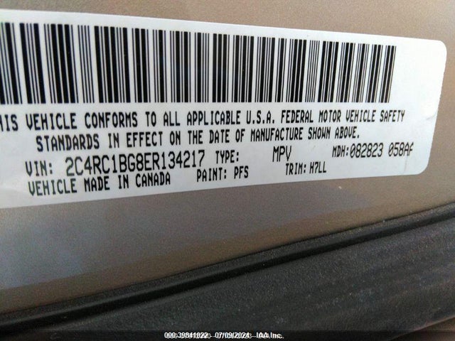 2C4RC1BG8ER134217 Chrysler Town & Country Touring