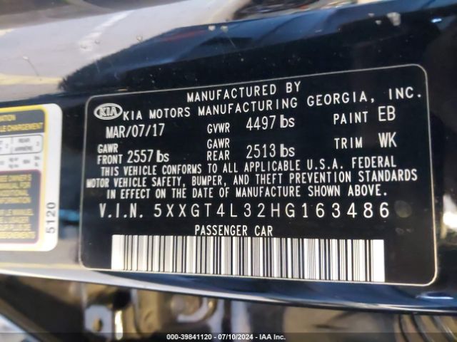 5XXGT4L32HG163486 KIA Optima Lx