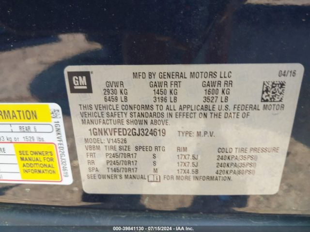 1GNKVFED2GJ324619 Chevrolet Traverse Ls