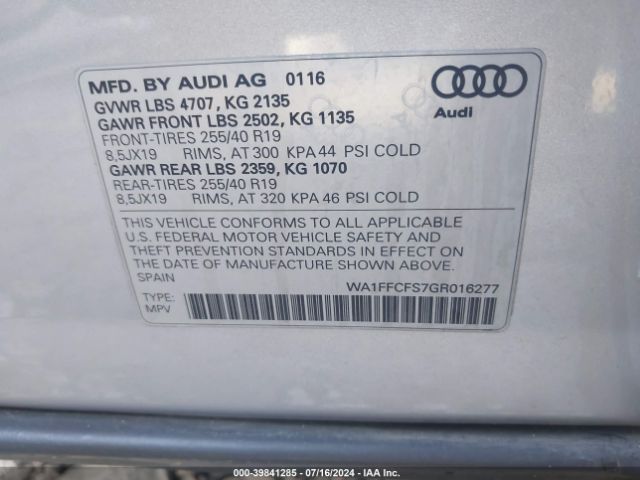 WA1FFCFS7GR016277 Audi Q3 2.0t Premium Plus