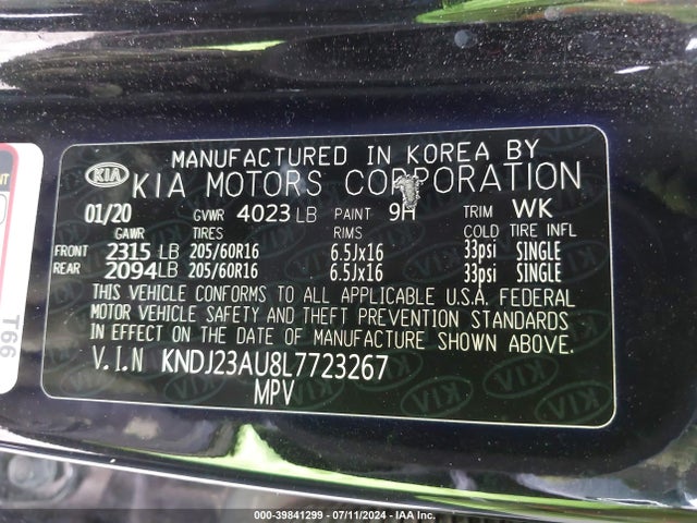 KIA SOUL S 2020 KNDJ23AU8L7723267 Image 9