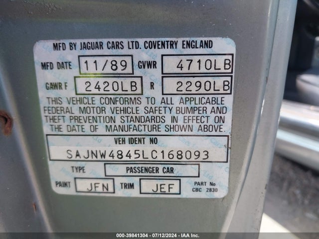 1990 JAGUAR XJS SAJNW4845LC168093 Photo 8