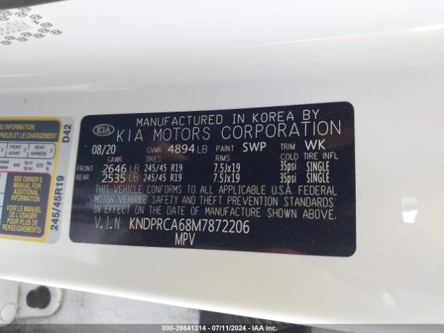 KNDPRCA68M7872206 KIA Sportage Sx Turbo