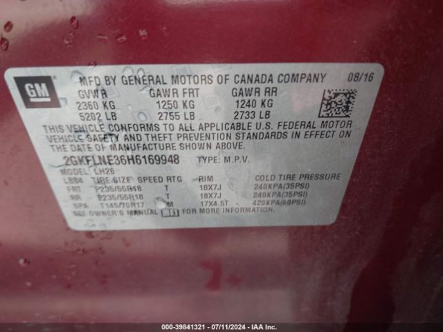 2GKFLNE36H6169948 GMC Terrain Sle-2