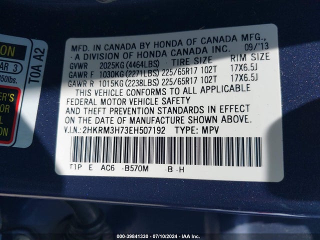 Honda Cr-v Ex-l 2014 2HKRM3H73EH507192 Image 9