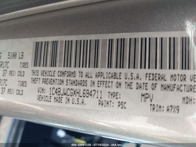 1C4BJWCGXHL694711 Jeep Wrangler Rubicon 4x4