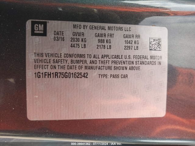 1G1FH1R75G0162542 Chevrolet CAMARO 2SS