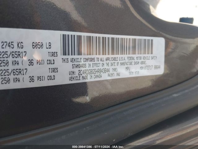 2C4RDGBG5HR843644 Dodge Grand Caravan Se Plus