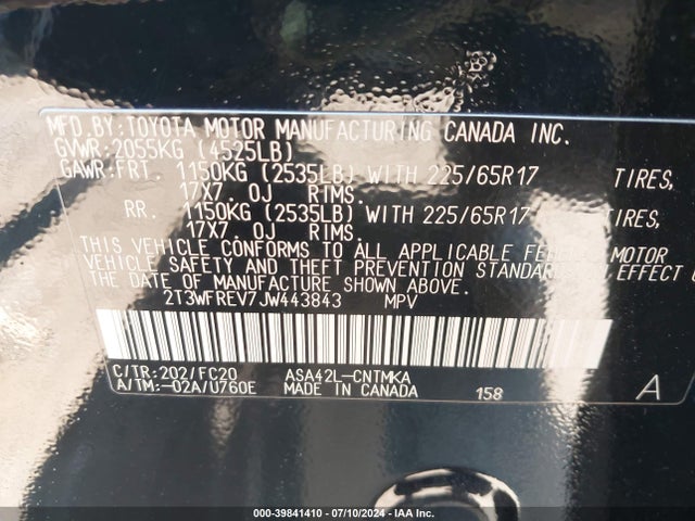 Toyota Rav4 Xle 2018 2T3WFREV7JW443843 Image 9