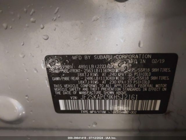 JF2SKAPC9KH512161 Subaru Forester Sport