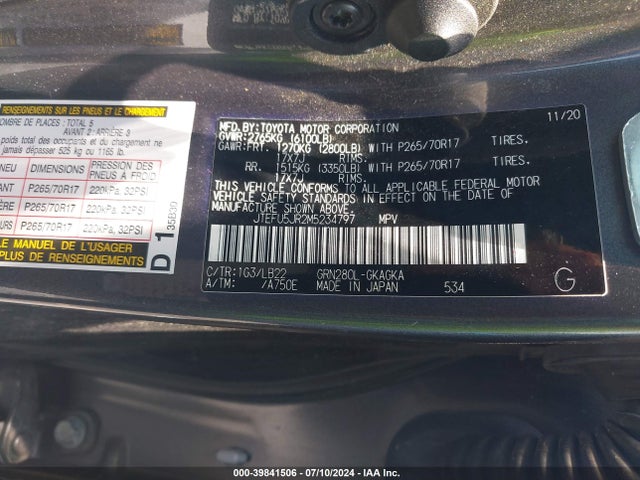 Toyota 4runner Sr5 Premium 2021 JTEFU5JR2M5234797 Image 9