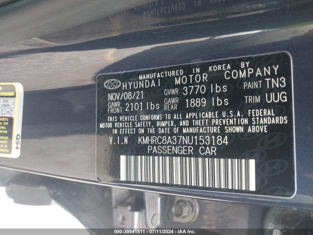Hyundai Venue Limited 2022 KMHRC8A37NU153184 Image 9