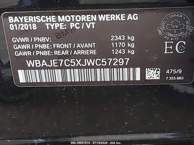 WBAJE7C5XJWC57297 BMW 540i Xdrive