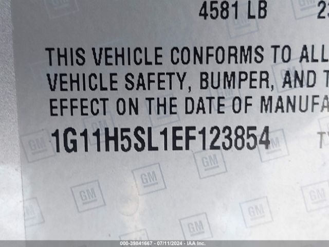 1G11H5SL1EF123854 Chevrolet Malibu 1lz