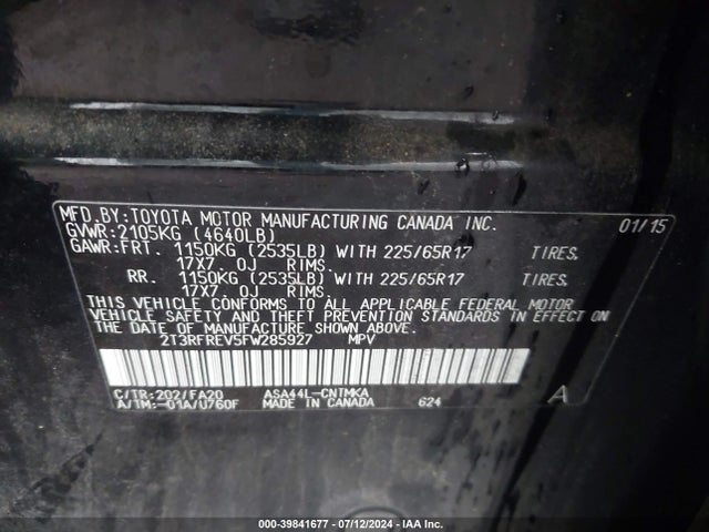 Toyota Rav4 Xle 2015 2T3RFREV5FW285927 Image 9