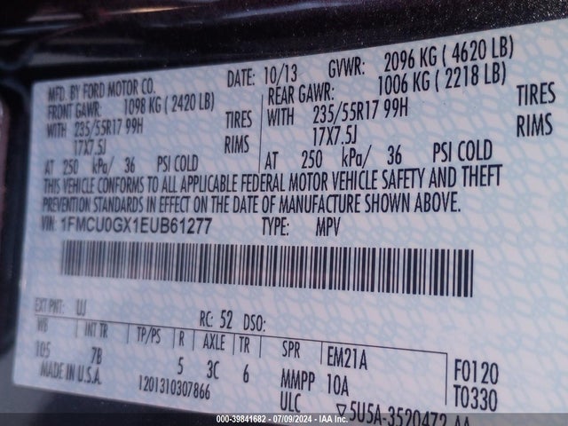 Ford ESCAPE SE 2014 1FMCU0GX1EUB61277 Image 7