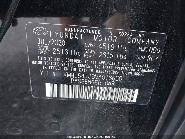 Hyundai Sonata Limited 2021 KMHL54JJ8MA018660 Image 9