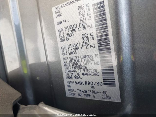 5N1BT3AA6PC880280 Nissan Rogue S Fwd