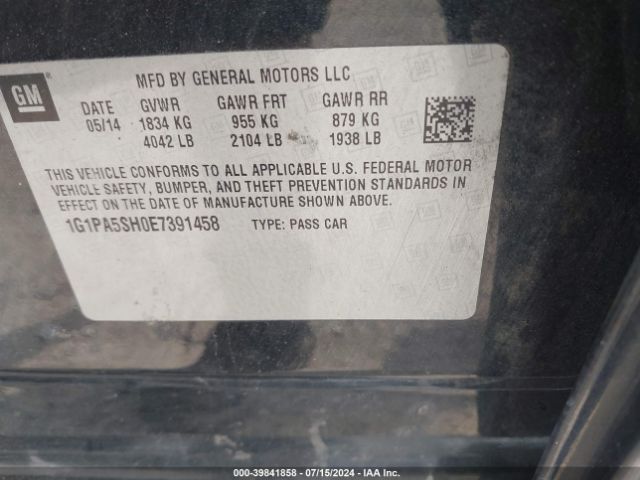 1G1PA5SH0E7391458 Chevrolet Cruze Ls Auto