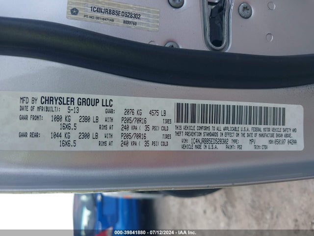 39841880 :رقم المزاد ، 1C4NJRBB5ED528302 vin ، 2014 Jeep Patriot Sport مزاد بيع