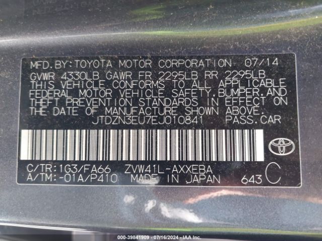 JTDZN3EU7EJ010841 Toyota Prius V Three