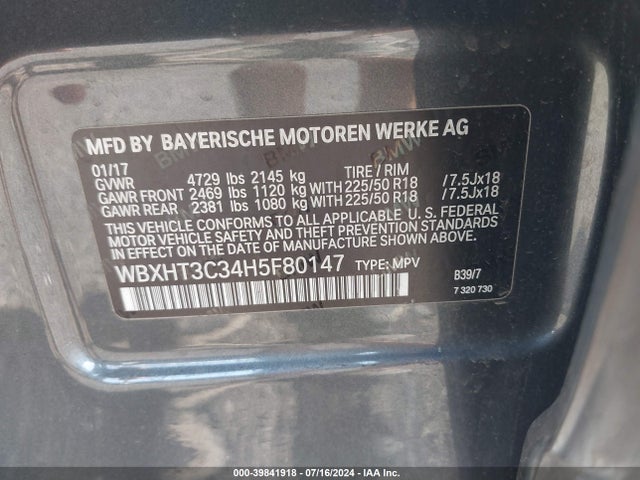 BMW X1 Xdrive28i 2017 WBXHT3C34H5F80147 Image 9