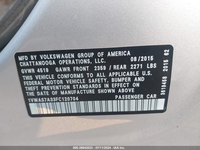 1VWAS7A33FC120704 Volkswagen Passat 1.8t Limited Edition