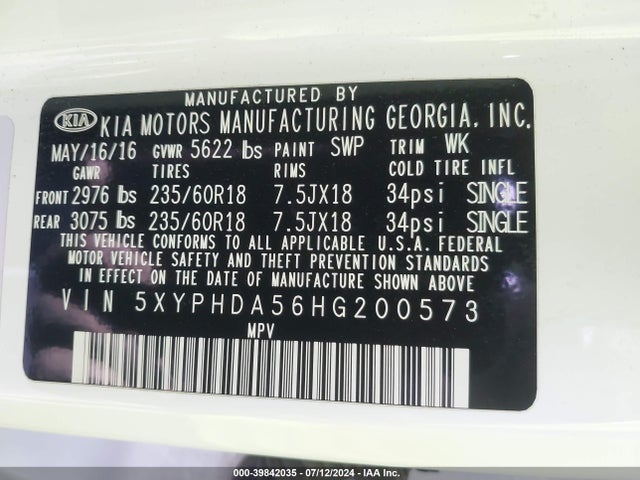 KIA Sorento 3.3l Ex 2017 5XYPHDA56HG200573 Image 9
