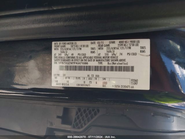 1FBZX2ZM7FKA71086 Ford Transit-350 Xl