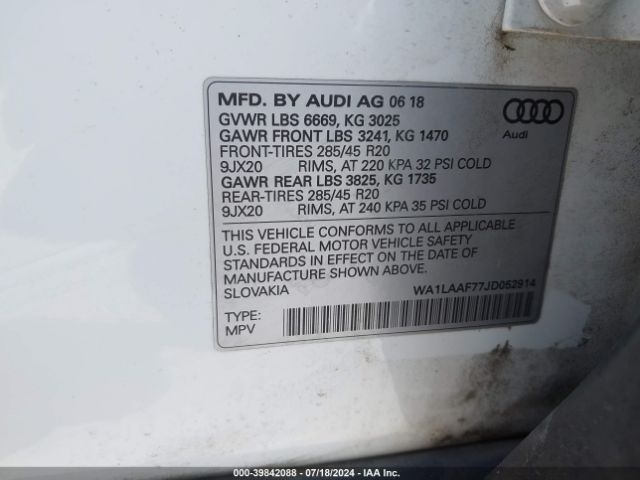 WA1LAAF77JD052914 Audi Q7 3.0t Premium