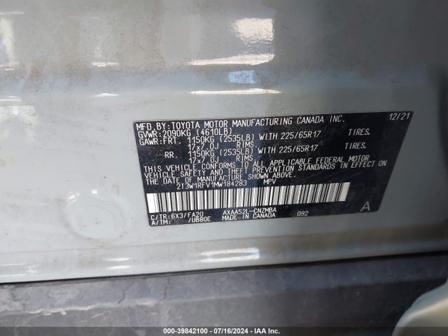 Toyota Rav4 Xle 2021 2T3W1RFV1MW184283 Image 9
