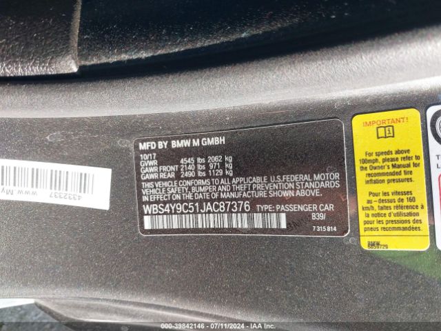 WBS4Y9C51JAC87376 BMW M4