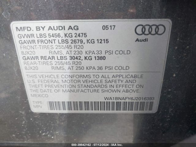 WA1BNAFY6J2016393 Audi Q5