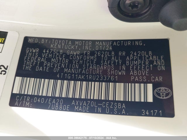 Toyota CAMRY SE 2024 4T1G11AK1RU233761 Image 9