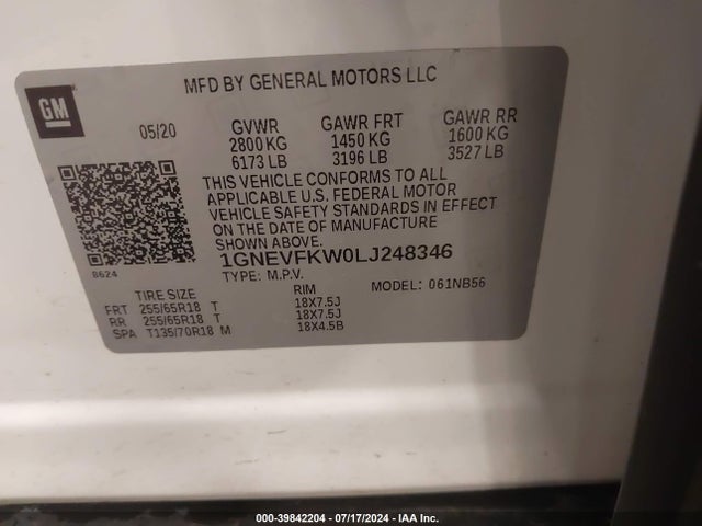Chevrolet Traverse Awd Ls 2020 1GNEVFKW0LJ248346 Image 9
