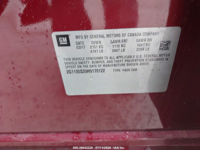 2G1105S39H9178122 Chevrolet IMPALA 1LT