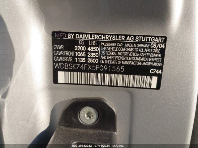 2005 MERCEDES-BENZ SL 55 AMG WDBSK74FX5F091565 Photo 8