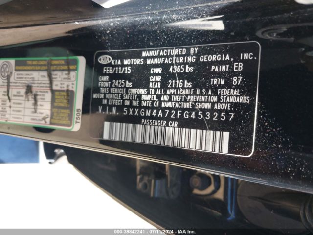5XXGM4A72FG453257 KIA Optima Lx