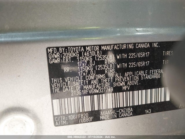 Toyota RAV4 LE 2022 2T3G1RFV6NW327749 Image 9
