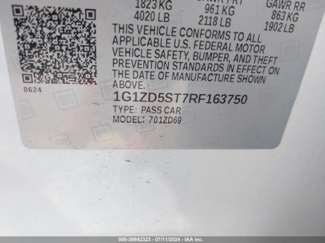 1G1ZD5ST7RF163750 Chevrolet MALIBU LT