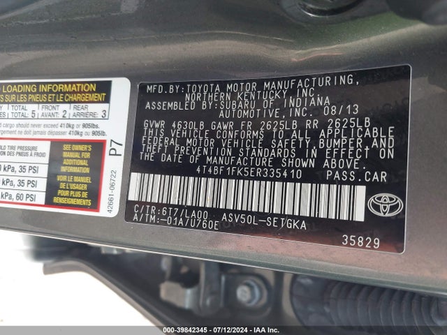 Toyota CAMRY XLE 2014 4T4BF1FK5ER335410 Image 9