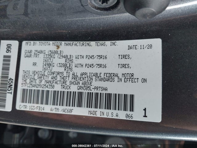 Toyota Tacoma Sr V6 2021 5TFCZ5AN2MX254350 Image 9