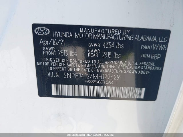 Hyundai Sonata Sel Plus 2021 5NPEJ4J27MH129629 Image 9