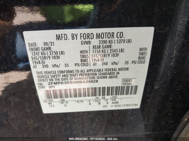 Ford Edge Titanium 2021 2FMPK3K90MBA50628 Image 9