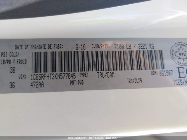 1C6SRFHT3KN577845 RAM 1500 Limited