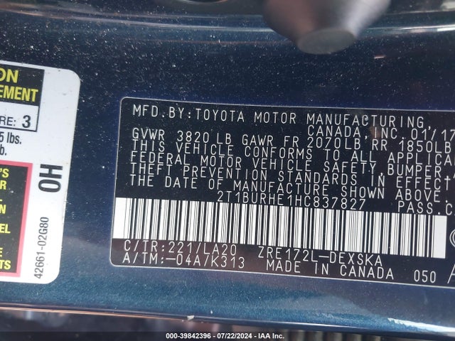 Toyota Corolla Xse 2017 2T1BURHE1HC837827 Image 9