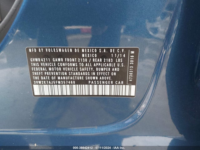 3VW2K7AJ5FM357468 Volkswagen Jetta 2.0l S